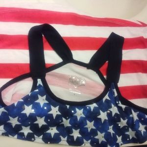 Justice, Size 6, Red/White/Blue, Flag Print Kids Tank Top
